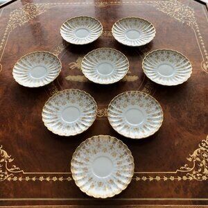 Spode Fleur De Lys Gold Saucers Lot Of 8